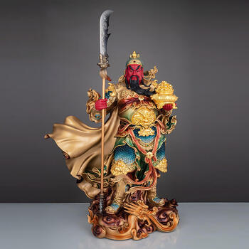 九黎 纯铜关公像披风立刀关公客厅家用武财神像关羽关二爷店铺公司