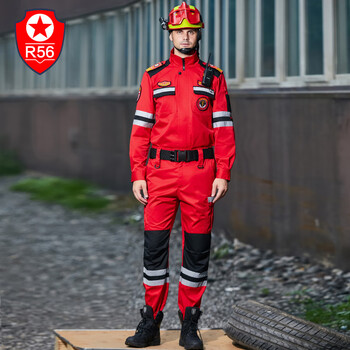 红色应急服长袖套装户外地震水上消防套装 红色上衣 裤子4xl