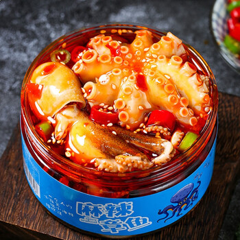 麻辣小海鲜熟食罐装组合网红香辣八爪鱼大爆头即食追剧零食小吃鲍鱼