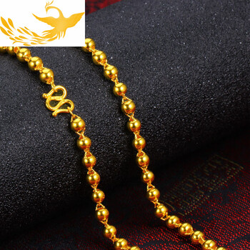 9足金全光珠圆珠金链男女情侣款七夕情人节 约20克