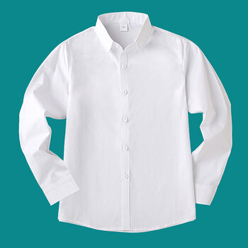 儿童纯白色衬衫男童棉衬衣长袖小男孩中学生校园款服装儿童学院风校服