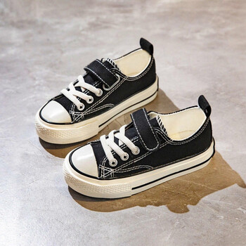 4到11岁5至10女童7帆布鞋儿童6春秋8软底9女孩12休闲魔术贴布鞋 黑色