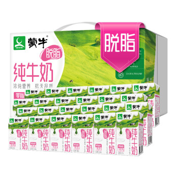 蒙牛 脱脂型 纯牛奶 年货必备  250ml*24 礼盒装