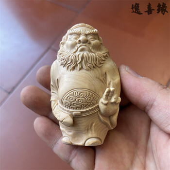 逸喜缘小叶黄杨木雕降魔钟馗降妖除魔手把玩件实木随身装饰工艺礼品