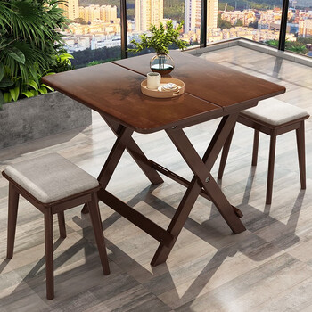 觅槐全实木折叠桌餐桌家用租房小方桌户外便携摆摊烧烤桌简易小型饭桌