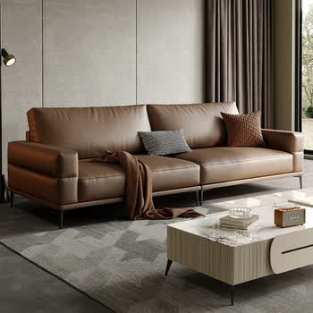 策一直排全真皮沙发意式轻奢客厅顺德家具办公小户型品牌前十克莱尔