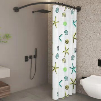 洗澡房淋浴房家用弧形免打孔卫生间淋浴隔断帘浴室防水防霉浴帘杆l型