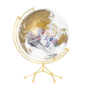 [正版图书]博目地球仪:35cm中英文金色政区圆方透明地球仪