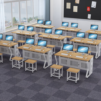 学校机房电脑桌中小学学生微机教室办公桌子网吧培训班课桌椅组合