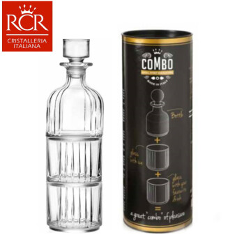 意大利RCR水晶玻璃创意时尚威士忌杯套装酒瓶洋酒杯烈酒杯三件套 三件套