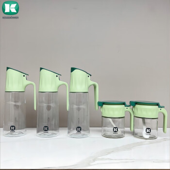 凯斯宝玛（KESSEBOEHMER）油壶玻璃重力自开合套装防漏厨房专用调味罐酱油醋调料瓶 5件套