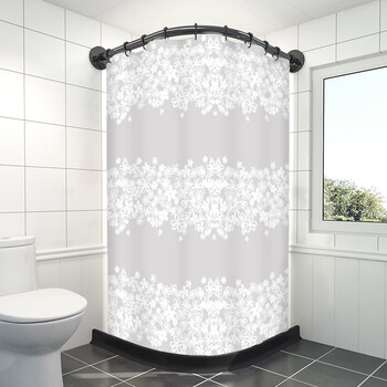 小笠原磁性浴帘套装免打孔浴室防水布弧形卫生间隔断帘子洗澡淋浴房挂