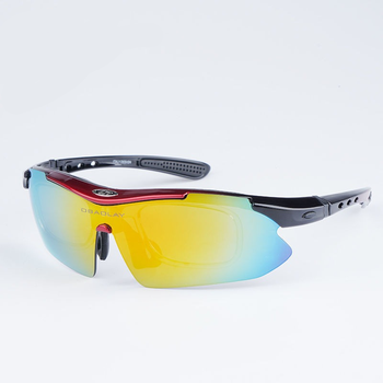聂庄跑步眼镜防风沙变色男女风镜自行车装备户外运动跑步墨镜红黑色单