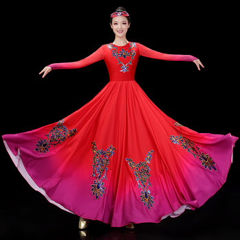 服饰内衣>女装>旗袍>筝宁>筝宁维吾尔族舞蹈裙子渐变色新疆舞演出服女