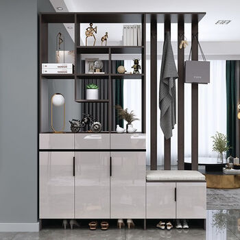 2024定制新款入户鞋柜玄关柜一体屏风隔断柜客厅现代简约轻奢风进