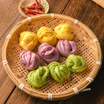 花卷馒头速冻食品学生儿童营养早餐素 手工蔬菜花卷5包【50个】1250克