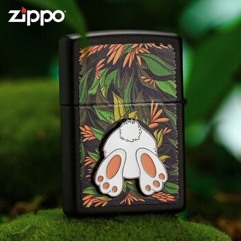 zippo打火机原装正版林中迷兔贴章防风个性创意兔年送男友礼物可爱ins