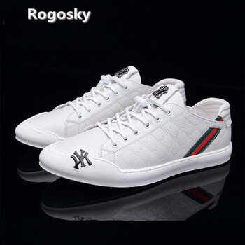 rogosky专柜潮牌男士休闲皮鞋新款韩版板鞋百搭潮流时尚小白鞋轻奢米
