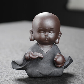 宇轩茶宠摆件可养紫砂个性小沙弥摆件手工小和尚茶精品茶虫茶玩黑金沙