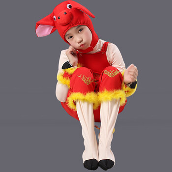 快乐小猪儿童动物演出服十二生肖元旦幼儿园三只小猪话剧表演服装红色