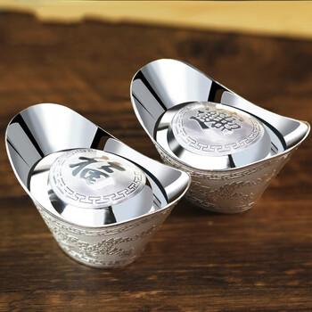 足银999银元宝银锭龙凤空心元宝投资银料收藏银摆件送礼 500克招财进