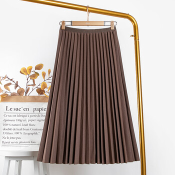 舟慕百折裙减龄百褶裙a字半身裙子春秋季2021年新款韩版显瘦松紧高腰
