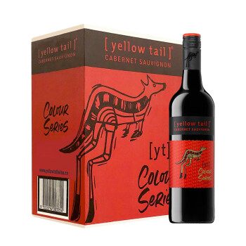 黄尾袋鼠（Yellow Tail）缤纷系列 加本力苏维翁（赤霞珠）红葡萄酒 750ml*6瓶 整箱装