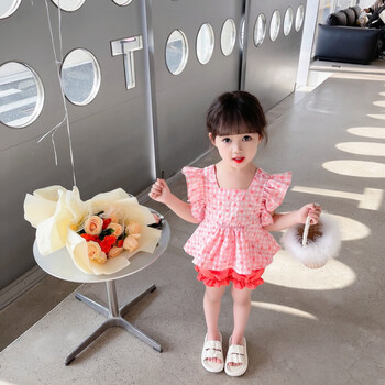 迪凡熊小童碎花吊带套装女童两件套韩版时尚16岁小女孩夏装2岁宝宝