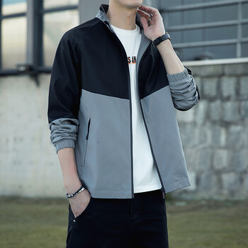 劳帝伦外套男春季潮流立领夹克男生春秋装港风宽松大码胖子韩版休闲
