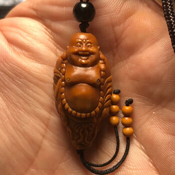 橄榄核单籽国潮手工饰品复古橄榄核雕刻弥勒佛单籽文玩吊坠挂件汽车