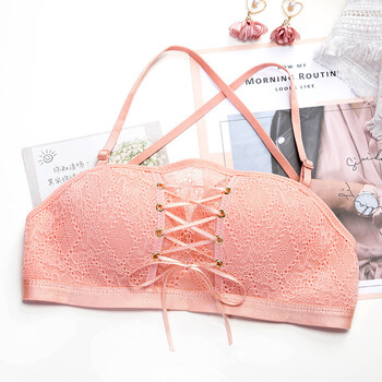 新款无肩带文胸无钢圈无带内衣女一字肩抹胸防走光裹胸聚拢上托 粉色