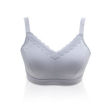 昂蝶 术后义乳文胸无钢圈内衣假乳假胸插片袋专用胸罩蕾丝女 灰色 75c