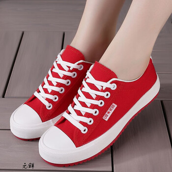 ins女鞋新款帆布鞋女夏季鞋子学生韩版百搭透气布鞋女生原宿板鞋红色