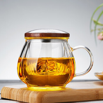 美斯尼泡茶杯玻璃茶具茶水分离杯子功夫茶具加厚耐热带把手泡茶玻璃