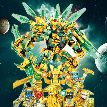 幻影忍者黄金神龙积木人仔机甲拼装模型男孩玩具 寂灭机甲 黄金人仔