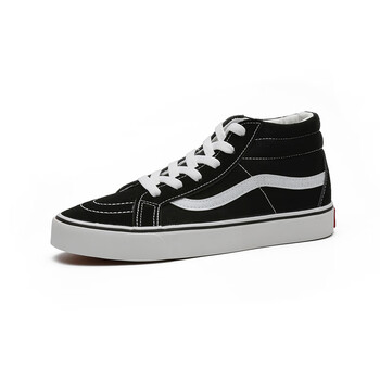 万斯高帮帆布鞋男2022年秋季新款韩版百搭休闲滑板鞋女黑色35