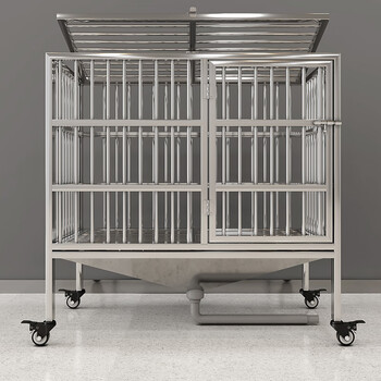 大型犬不锈钢狗笼带厕所漏斗托盘小中型犬狗笼子特大号子母笼折叠