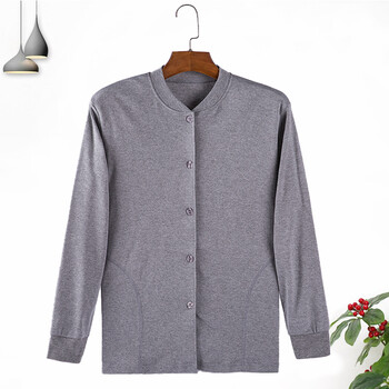 予骄老人内衣中老年男士开衫秋衣开襟线衣加肥加大单件老人对襟开身