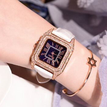 迪赛女红色蒂米妮星空手表女款霸气休闲方形时尚款女表番茄网红金钻白