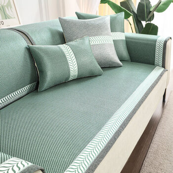 艾草藤席沙发垫夏季冰丝凉席坐垫子防滑可水洗套罩座垫冰垫 艾叶槿