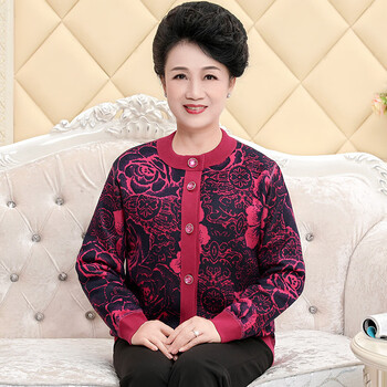 中老年人女士保暖内衣加绒加厚上衣单件老人打底衫奶奶装对襟开衫