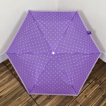 雨伞高颜值轻量全自动折叠小清新简约圆点纤维防风成人学生男女 紫色