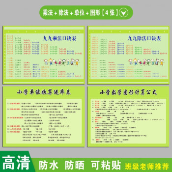 99乘法口決表卡片乘法口訣表掛圖九九兒童小學生數學2二年級上冊口算