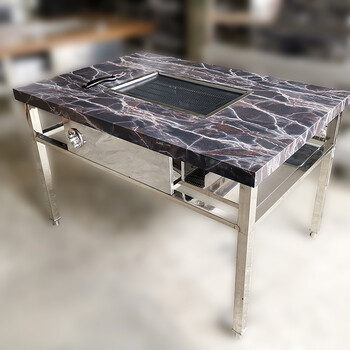 无烟烧烤桌商用自助木炭炉羊腿架箱子家用烤肉加厚不锈钢户外开店卓渠