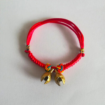 tlxt520礼物桃核手串婴儿压惊手链猪惊骨防吓宝宝桃木桃篮红 虎口铃铛