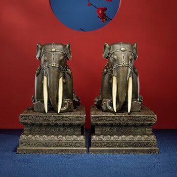 铜师傅 全铜摆件《故宫神兽之象(一对)》家居饰品 工艺品象 办公桌