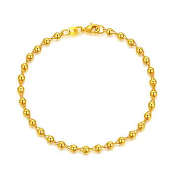 众润黄金手链女足金999转运珠光面小金珠子5g工艺光珠手链送女友礼物