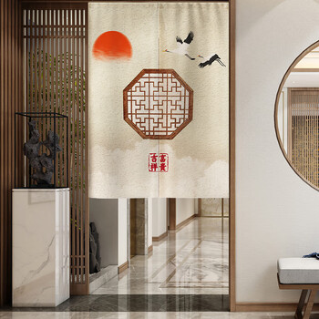 书房书架防尘帘窗户遮光挂钩式推拉式横帘窗门帘吉祥如意07宽80高100