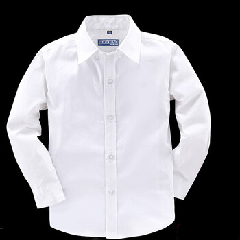 浪莎儿童白色衬衫纯棉长袖全棉白衬衣小学生校服中大童幼儿园演出衬衫