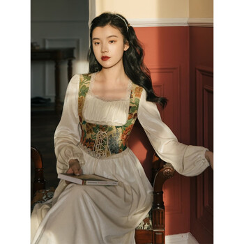 秉藜 欧洲中世纪宫廷礼服复古裙巴洛克风衣服洛可年会女秋冬季连衣裙